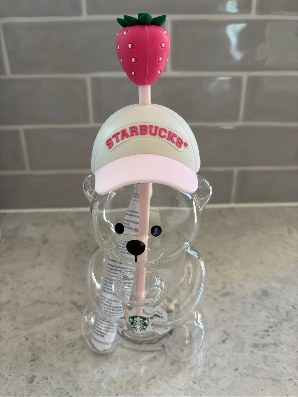 2026 New Starbucks Bearista Bear Cup pink Drink Strawberry Topper Baseball cap - Picture 2 of 9